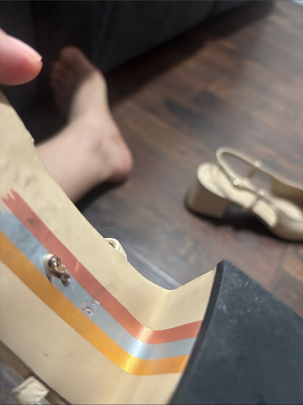 Sam Edelman Beige and Black Slingback Block Heels - Picture 4 of 7